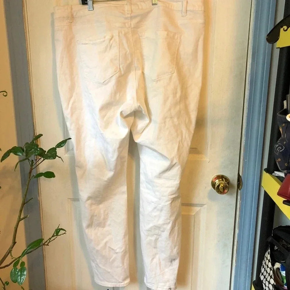Wax Jeans Mid Rise Distressed skinny white women Plus Size 20 Pockets - Picture 2 of 12